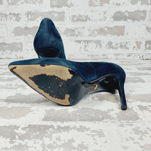 Charles David Blue Fine Suede Leather Pointy Toe High Heels O753 - Picture 8 of 13